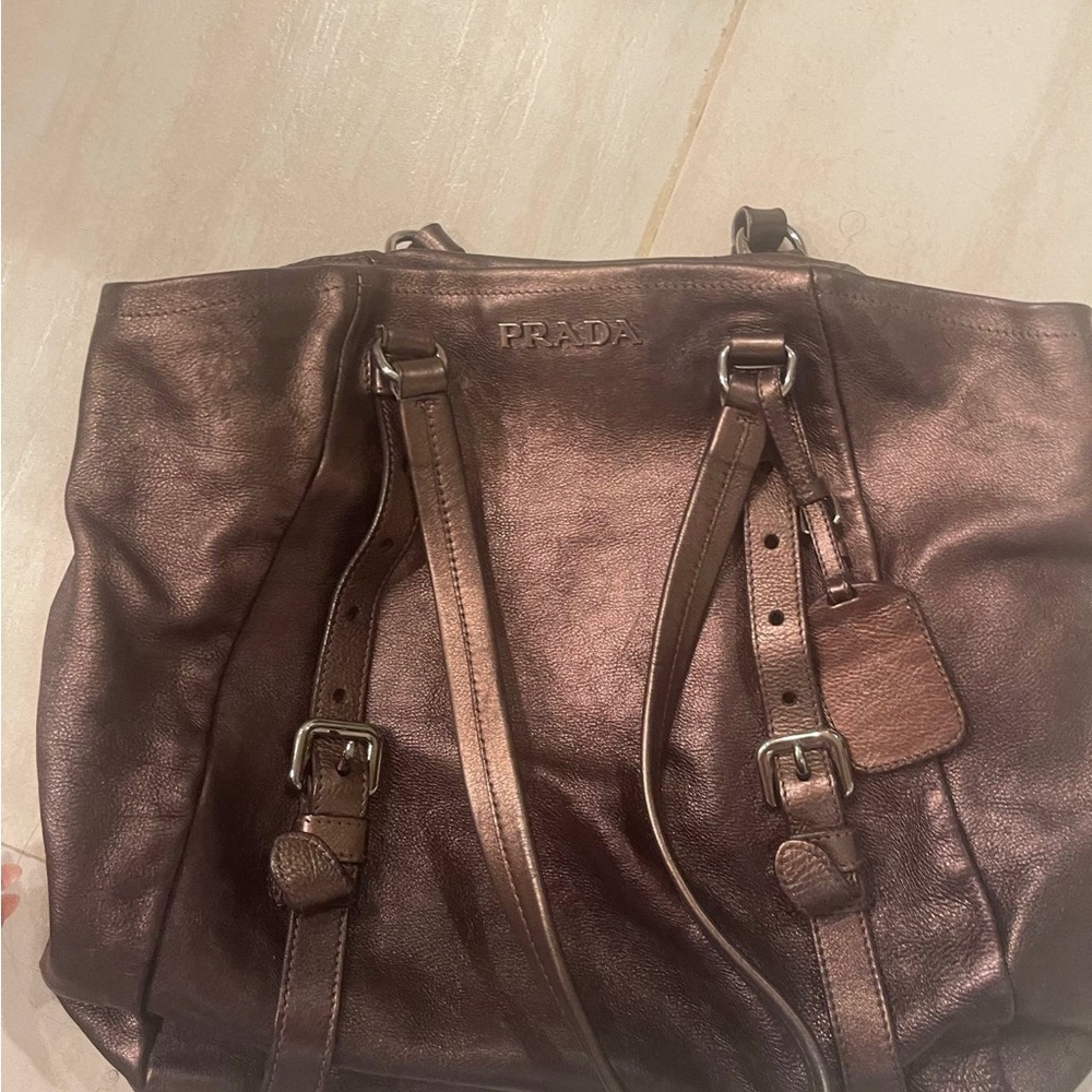 Prada Metalic Chocolate Leather Tote (Vintage)